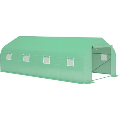 Image of Outsunny Walk in Polytunnel Round/Gable Top Garden Greenhouse Heat Shed W/Windows845 011
