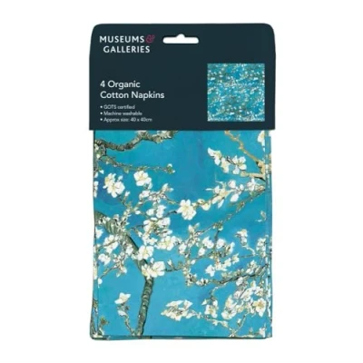 Image of Van Gogh Almond Branches in Bloom Pack of 4 Organic Cotton Napkins