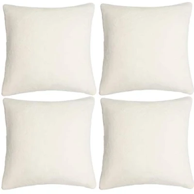 Image of Adore Home 4 x Teddy Soft Cushion Cover Luxury Super Faux Fur Covers, Cream