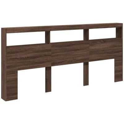 Image of vidaXL Headboard Cabinet with LED Brown Oak 220x17x102 cm