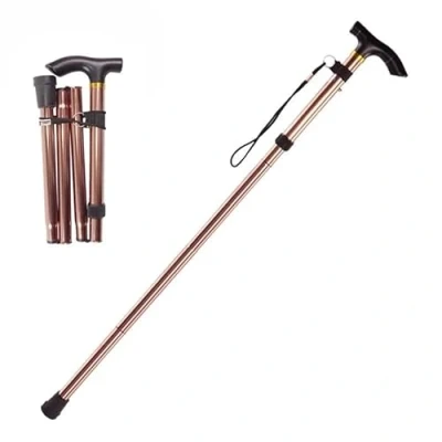 Image of Walking Stick, Lightweight Flexible and Easy Adjustable Height Folding Extendable Cane, Durable Aid Mobility Collapsible Stick (Brown)