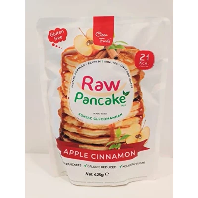 Image of CleanFoods Raw Pancake Apple Cinnamon 425g Pack I Konjac Glucomannan only 21 Calories per Preparation in 2 Minutes 32 American Pancakes