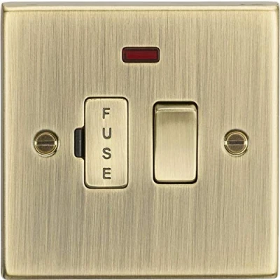 Image of KnightsBridge 13A Switched Fused Spur Unit with Neon Square Edge Antique Brass