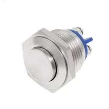 Image of MSA™ 16mm Waterproof Stainless Steel Push Button Momentary ON/OFF Horn Switch Silver