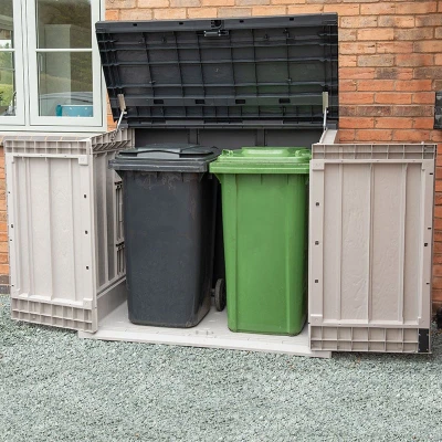 Image of Toomax Extra Large Grey 1200L Plastic Outdoor Garden Storage Unit / Wheelie Bin Store