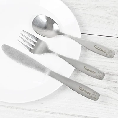 Image of Custom Personalised 3 Piece Teddy Cutlery Set