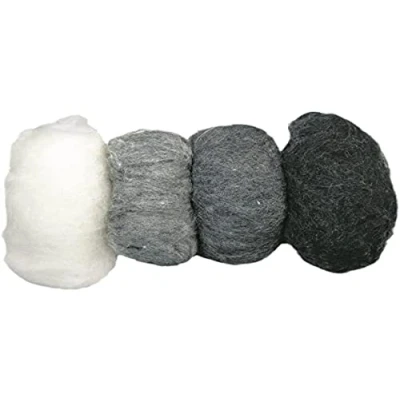 Image of Rayher Carded Wool for Felting, Set of 4 Felting Batts in Different Grey Shades, 100% Wool, 4x25g, 5363200