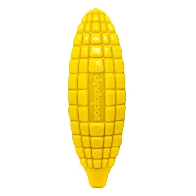 Image of SodaPup Corn on the Cob Durable Dog Chew Toy Made in USA from Non Toxic, Pet Safe, Food Safe Nylon Material for Mental Stimulation, Clean Teeth, Fresh Breath, Problem Chewing, Calming Nerves &amp; More