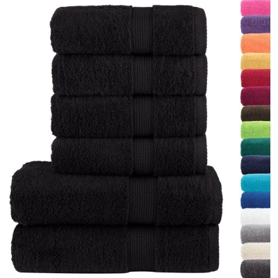 Image of vidaXL 6 Piece Premium Towel Set SOLUND Black 600 gsm