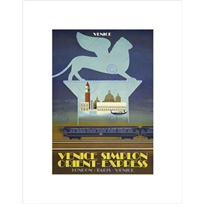 Image of Wee Blue Coo TRAVEL SIMPLON TUNNEL ORIENT EXPRESS VENICE LONDON PARIS UK ART PRINT B12X1700
