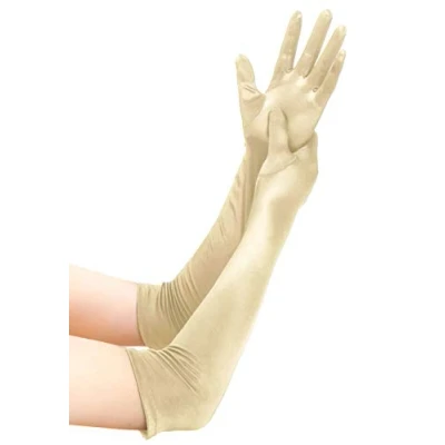 Image of EORUBE Long Opera 1920s Satin Gloves for Women Elbow Length Party Costume (Smooth 20.5&quot; Champagne)
