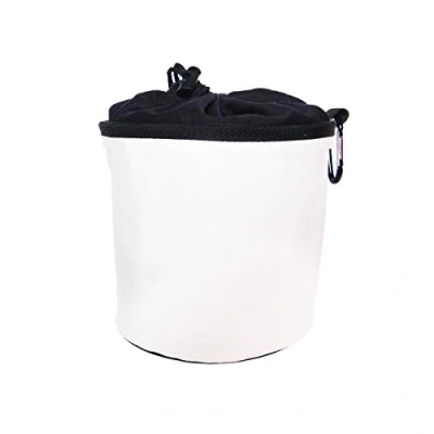 Image of Clothes Peg Bag for Hanging with Karabiner Hook Cotton Cream and Black