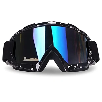 Image of 4 FQ Motorcycle Goggles Dirt Bike Motocross Windproof ATV Dustproof Racing GogglesScratch Resistant Ski Protective Safety Glasses PU Resin (Black frame+Color lens)