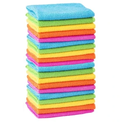 Image of MTS Pack of 20 Microfibre Cleaning Cloths Dusters Car Bathroom Polish Towels, Size 30 x cm, Multi coloured
