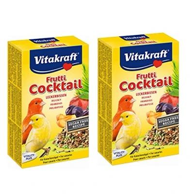 Image of 2 PACK VITAKRAFT BIRD CANARY FRUIT COCKTAIL FOOD SEED FEED MIX EXTRA VITAMINS 200G