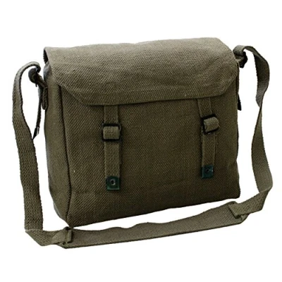 Image of Canvas Webbing Messenger Bag (Olive)
