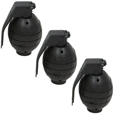 Image of Combat Mission Pack of 3 Kids Army Toy Black Hand Grenades With Flashing Light &amp; sound Role Play