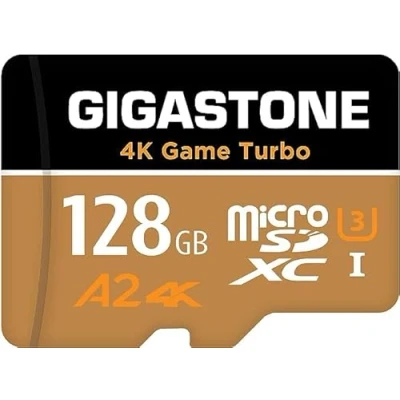 Image of [5 Yrs Free Data Recovery] GIGASTONE 128GB Micro SD Card, Game Turbo MAX, Up to 160/100 MB/s, MicroSDXC Memory Card for Nintendo Switch, SteamDeck, 4K UHD Video, UHS I A2 V30 U3 with Adapter