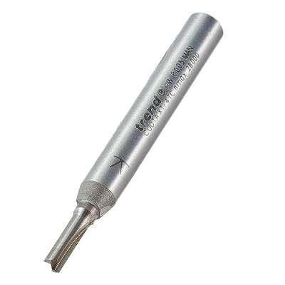 Image of Trend CraftPro Straight Two Flute Router Cutter Bit, 1/4 Inch Shank, 3mm Cut Diameter &amp; 9.5mm Length, Tungsten Carbide Tipped, C001AX1/4TC