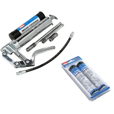 Image of Sizi Heavy Duty Manual Pistol Grip Grease Gun Set 120cc With x3 3oz 28g Cartridges