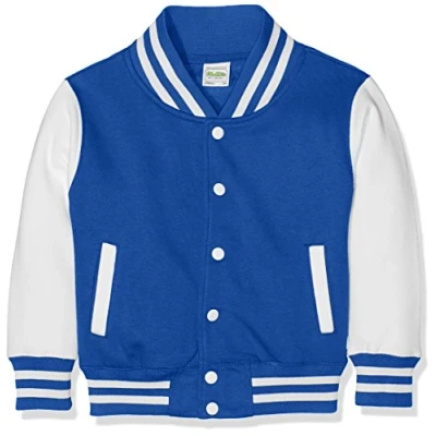 Image of AWDis Boy&#039;s Kids Varsity regular Jacket, Multicoloured (Royal Blue/White), Size 12 13 (Manufcturer X Large)