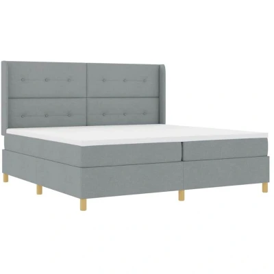 Image of vidaXL Box Spring Bed with Mattress &amp; LED Light Grey 200x200 cm Fabric