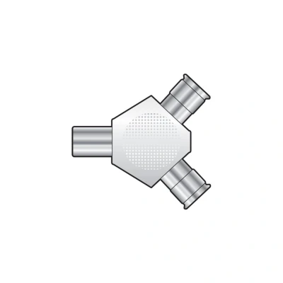 Image of 2 Way Aerial RF Coaxial T Splitter 1x Male 2x Female Y TV Adapter