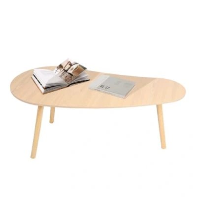 Image of Small Coffee Table White, Mid Century Modern Tea for Living Room Center Minimalist Display Table, Mango Shape Wood White Tables Space 40&quot;L x 20&quot;W 16&quot;H