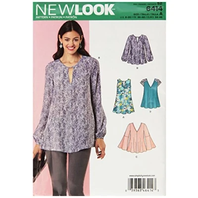 Image of New Look UN6414A Misses&#039; Tunic and Top with Neckline Variations A (8 10 12 14 16 18 20)