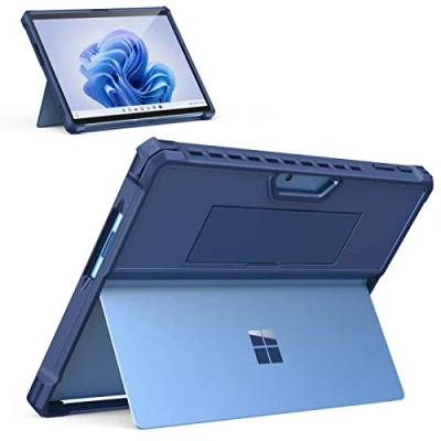 Image of MoKo Case Compatible with Microsoft Surface Pro 10/Surface 9 13 Inch 2022, All in One Protective Rugged Cover Hand Strap&amp;Compatible Type Keyboard Fit 10/9, Blue