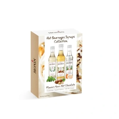 Image of MONIN Premium Syrup Gift Set 3x5cl. 1x Frosted Mint, Triple Sec Curacao, Roasted Hazelnut. Perfect to Make Hot Chocolates, Lemonades and Flavoured Lattes at Home. Vegan