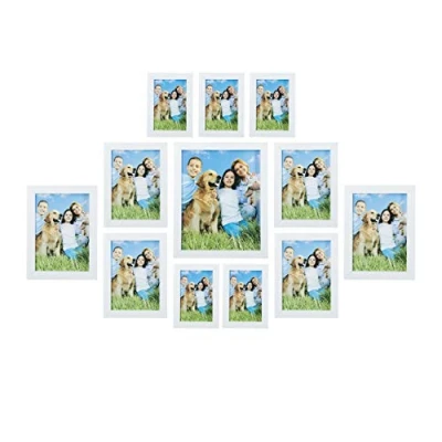 Image of Relaxdays Photo Frame Set of 12, Sizes 15 x 10, 18 13, 20 15, 25 cm, White