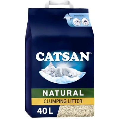 Image of Catsan Natural Clumping Cat Litter 100% Biodegradable &amp; Extra Absorbent, 2 x 20L Bag