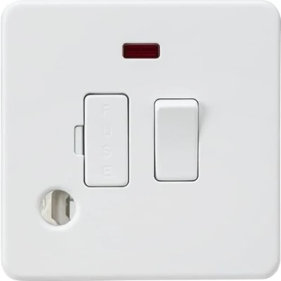 Image of KnightsBridge 13A Switched Fused Spur with Neon and Flex Outlet Matt White