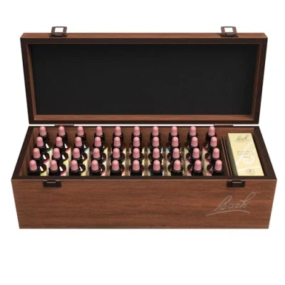 Image of Bach Original Flower Remedies Wooden Box Set (38 Essences + 2 Rescue Remedy Mixing Bottles) Dr Professional Kit