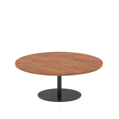 Image of Italia 1200mm Round Coffee Table Walnut Top 475mm High Black Leg