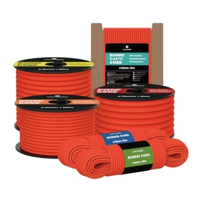 Image of Kamu Synber Bungee Cord 6mm x 10m Elastic Shock Rope for Tarpaulin, Kayak, Tie Down, Camping Orange