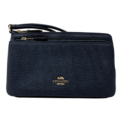 Image of COACH Signature PVC Double Zip Wallet, Midnight
