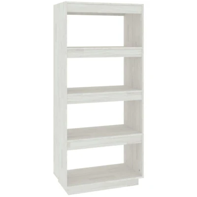 Image of vidaXL Solid Pinewood Book Cabinet/Room Divider Home Living Room Furniture Bookcase Partition Storage Rack File Cabinet Stand White