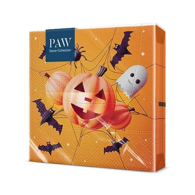 Image of PAW Napkins 3 Ply (33 x 33 cm) I 20 pcs Perfect for Halloween Parties Decoration Accessories Autumn Table Colourful Paper Pumpkin Bat Spider Spooky Funny