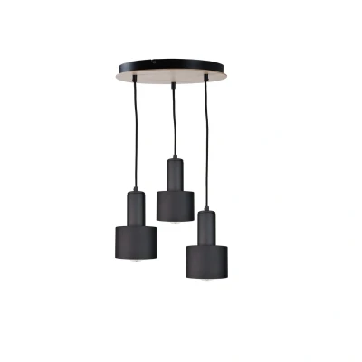 Image of Luce Cluster Pendant Ceiling Light Black, Wood, 30cm, 3x E27