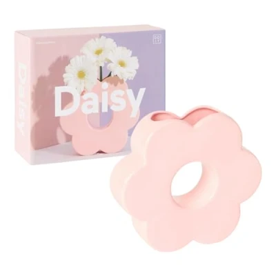 Image of DOIY Modern Decorative Vase Daisy Shape Design Made with Ceramic for Flowers Pink 5x20x18cm