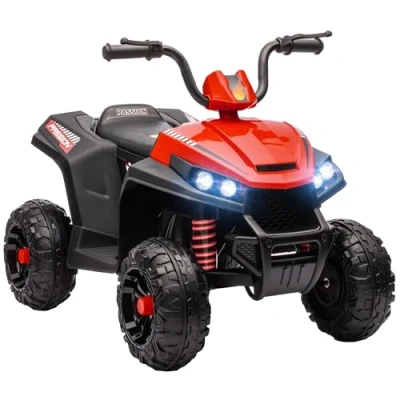 Image of AIYAPLAY Kids Quadbike, 12V Electric Ride on ATV with 4 Wheels Spring Suspension, LED Light, Music, MP3, 5KM/H Battery Powered, for Ages 3 5 Years, White