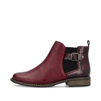 Image of Rieker Womens Z4965 90 Lando Chelsea Style Boots (Red, UK Footwear Size System, Adult, Women, Numeric, Medium, 3.5)