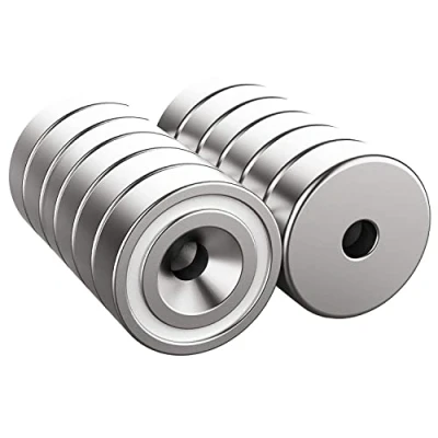 Image of Magnetpro 12 pieces Magnets 15 LB Force 16 x 5 mm with Hole and Capsule, Countersunk Head Pot Magnet Screws