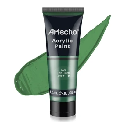 Image of Artecho Professional Acrylic Paint, Sap Green (120ml / 4.05oz) Tubes, Art Craft Paints for Canvas Painting, Rock, Stone, Wood, Fabric, Supplies Artists, Adults, Students, Kids