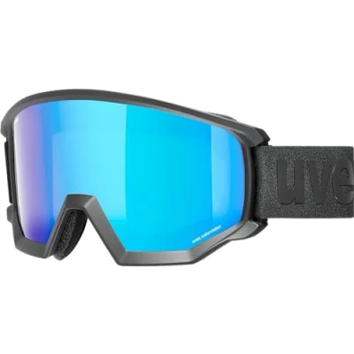 Image of uvex Athletic CV Ski Goggle for Men and Women Contrast Enhancing Extended Field of Vision &amp; Anti Fog Coating Black Matt/Blue Green One Size