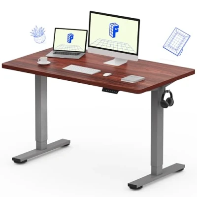 Image of FLEXISPOT Electric Height Adjustable Standing Desk Sit Stand Up with Memory Smart Pannel EF1 SERIES(120 * 60cm, Silver Frame+Mahogany Desktop)