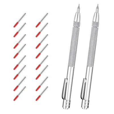 Image of MADGININE 2 Pieces Metal Scribe,Etching Tool Scribe Tungsten Carbide Tip Scriber Pen Scribing Bring Steel Needles,For Glass,Ceramics,Hardened Sheet