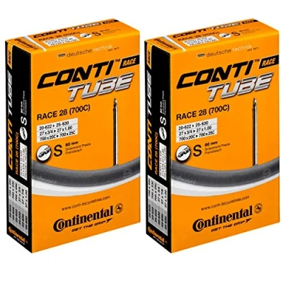 Image of Continental Race 28 700 x 20 25c Inner Tubes Long Presta 80mm Valve (Pack of 2), Black